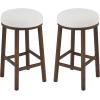 Christopher Knight Home Aubrie Counter Height Bar Stools Set of 2, Boucle Fabric Round Bar Stool for Kitchen Island, Wooden Backless Dining Room Chair, Counter Stool with Footrest, Natural+Milky White(Walnut+milky White)