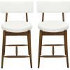 Christopher Knight Home Ebany 25.50″ H Barstools Set of 2, Upholstered Counter Stool, Comfy Backrest Kitchen Stool, Rubberwood Frame Stool Chair, Bistro Chair for Kitchen Dining Room, Beige+Brown(Beige+brown)