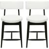Christopher Knight Home Ebany 25.50″ H Barstools Set of 2, Upholstered Counter Stool, Comfy Backrest Kitchen Stool, Rubberwood Frame Stool Chair, Bistro Chair for Kitchen Dining Room, Beige+Brown(Beige+black)