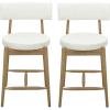 Christopher Knight Home Ebany 25.50″ H Barstools Set of 2, Upholstered Counter Stool, Comfy Backrest Kitchen Stool, Rubberwood Frame Stool Chair, Bistro Chair for Kitchen Dining Room, Beige+Brown(Beige+nature)