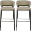 Christopher Knight Home Ebany Barstools Set of 2, Metal Frame Counter Stools, Upholstered Kitchen Chair, Curved Back Support Bistro Chairs, 30″ H Island Stool for Dining Kitchen Cafeteria, Brown(Khaki)