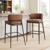Christopher Knight Home Ebany Barstools Set of 2, Metal Frame Counter Stools, Upholstered Kitchen Chair, Curved Back Support Bistro Chairs, 30″ H Island Stool for Dining Kitchen Cafeteria, Brown(Brown)