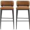 Christopher Knight Home Ebany Barstools Set of 2, Metal Frame Counter Stools, Upholstered Kitchen Chair, Curved Back Support Bistro Chairs, 30″ H Island Stool for Dining Kitchen Cafeteria, Brown(Brown)