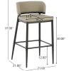 Christopher Knight Home Ebany Barstools Set of 2, Metal Frame Counter Stools, Upholstered Kitchen Chair, Curved Back Support Bistro Chairs, 30″ H Island Stool for Dining Kitchen Cafeteria, Brown(Khaki)