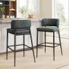Christopher Knight Home Ebany Barstools Set of 2, Metal Frame Counter Stools, Upholstered Kitchen Chair, Curved Back Support Bistro Chairs, 30″ H Island Stool for Dining Kitchen Cafeteria, Brown(Dark Green)