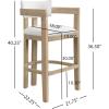 Christopher Knight Home Falcon Bar Stools Set of 2, Fabric Round Backrest Counter Height Barstool for Kitchen Island, Wooden Dining Room Chair, Bar Table Counter Stool with Footrest, Light Ash+Beige(Light Ash+beige)
