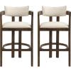 Christopher Knight Home Falcon Bar Stools Set of 2, Fabric Round Backrest Counter Height Barstool for Kitchen Island, Wooden Dining Room Chair, Bar Table Counter Stool with Footrest, Light Ash+Beige(Walnut+beige)