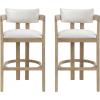 Christopher Knight Home Falcon Bar Stools Set of 2, Fabric Round Backrest Counter Height Barstool for Kitchen Island, Wooden Dining Room Chair, Bar Table Counter Stool with Footrest, Light Ash+Beige(Light Ash+beige)