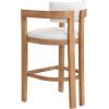 Christopher Knight Home Falcon Bar Stools Set of 2, Fabric Round Backrest Counter Height Barstool for Kitchen Island, Wooden Dining Room Chair, Bar Table Counter Stool with Footrest, Light Ash+Beige(Natural+beige)
