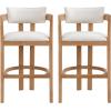 Christopher Knight Home Falcon Bar Stools Set of 2, Fabric Round Backrest Counter Height Barstool for Kitchen Island, Wooden Dining Room Chair, Bar Table Counter Stool with Footrest, Light Ash+Beige(Natural+beige)