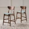 Christopher Knight Home Gavin Counter Chairs, 2-Pcs Set, Mint / Walnut Finish