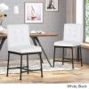Christopher Knight Home Savannah Industrial Modern 24″ Counter Stool with Faux Leather Backing and Metal Pipe Base (Set of 2), White and Black Finish