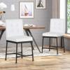 Christopher Knight Home Savannah Industrial Modern 24″ Counter Stool with Faux Leather Backing and Metal Pipe Base (Set of 2), White and Black Finish