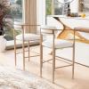 Christopher Knight Home Set of 2 Melin Counter Height Faux Leather Bar Stools, Kitchen Island Side Chair with Iron Frame+Curved Backrest, Soft Seating Armchair with Footrest, Light Beige+Black(Milky White+light Brown)