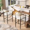 Christopher Knight Home Set of 2 Melin Counter Height Faux Leather Bar Stools, Kitchen Island Side Chair with Iron Frame+Curved Backrest, Soft Seating Armchair with Footrest, Light Beige+Black(Light Beige+black)