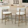 Christopher Knight Home Ebany 25.50″ H Barstools Set of 2, Upholstered Counter Stool, Comfy Backrest Kitchen Stool, Rubberwood Frame Stool Chair, Bistro Chair for Kitchen Dining Room, Beige+Brown(Beige+nature)