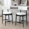 Christopher Knight Home Ebany 25.50″ H Barstools Set of 2, Upholstered Counter Stool, Comfy Backrest Kitchen Stool, Rubberwood Frame Stool Chair, Bistro Chair for Kitchen Dining Room, Beige+Brown(Beige+black)