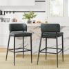 Christopher Knight Home Ebany Barstools Set of 2, Metal Frame Counter Stools, Upholstered Kitchen Chair, Curved Back Support Bistro Chairs, 30″ H Island Stool for Dining Kitchen Cafeteria, Brown(Dark Green)