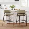 Christopher Knight Home Ebany Barstools Set of 2, Metal Frame Counter Stools, Upholstered Kitchen Chair, Curved Back Support Bistro Chairs, 30″ H Island Stool for Dining Kitchen Cafeteria, Brown(Khaki)