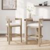 Christopher Knight Home Falcon Bar Stools Set of 2, Fabric Round Backrest Counter Height Barstool for Kitchen Island, Wooden Dining Room Chair, Bar Table Counter Stool with Footrest, Light Ash+Beige(Light Ash+beige)