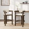 Christopher Knight Home Falcon Bar Stools Set of 2, Fabric Round Backrest Counter Height Barstool for Kitchen Island, Wooden Dining Room Chair, Bar Table Counter Stool with Footrest, Light Ash+Beige(Walnut+beige)