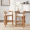 Christopher Knight Home Falcon Bar Stools Set of 2, Fabric Round Backrest Counter Height Barstool for Kitchen Island, Wooden Dining Room Chair, Bar Table Counter Stool with Footrest, Light Ash+Beige(Natural+beige)