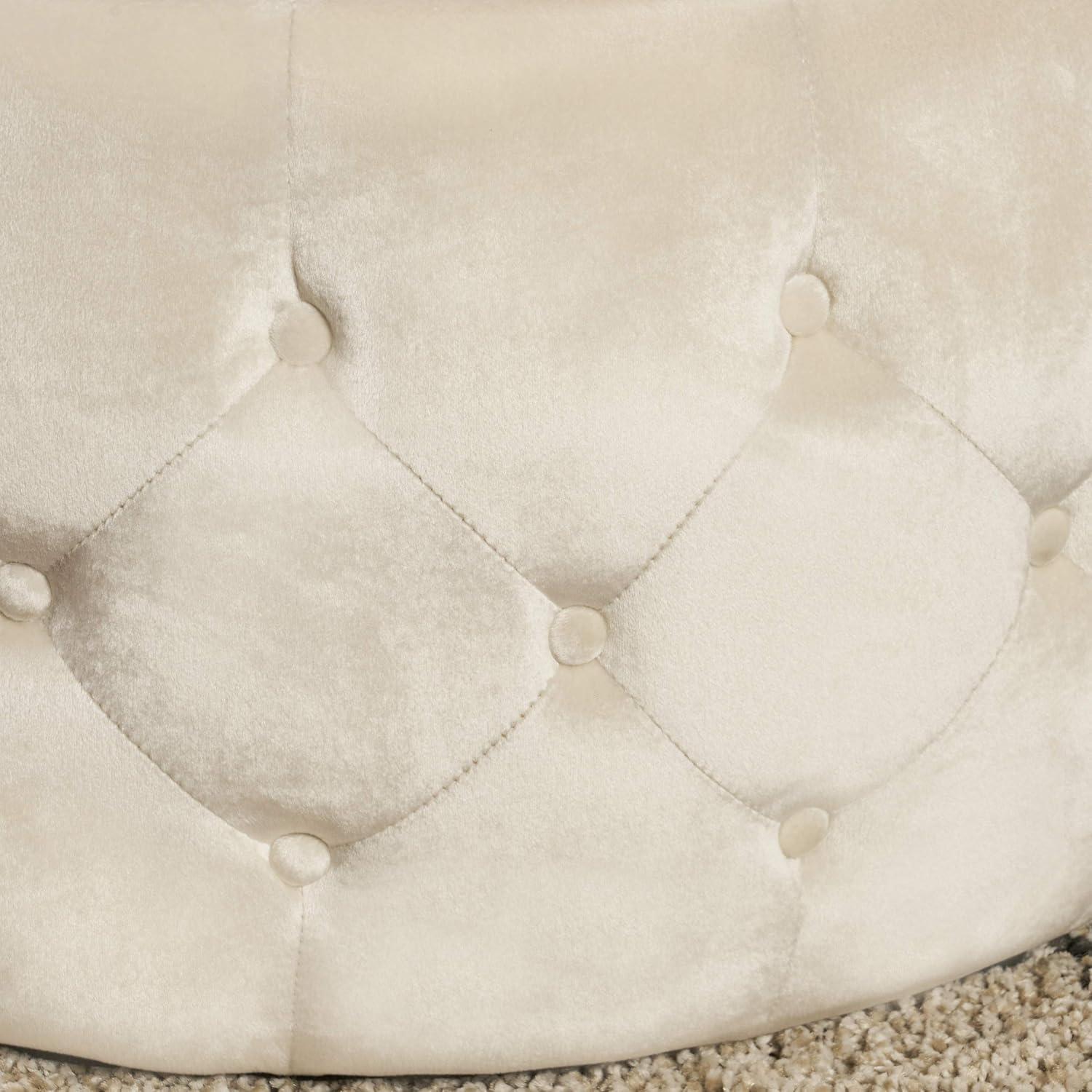 image:imageChristopher Knight Home Ivy Glam Velvet and Tempered Glass Coffee Table Ottoman Beige Black