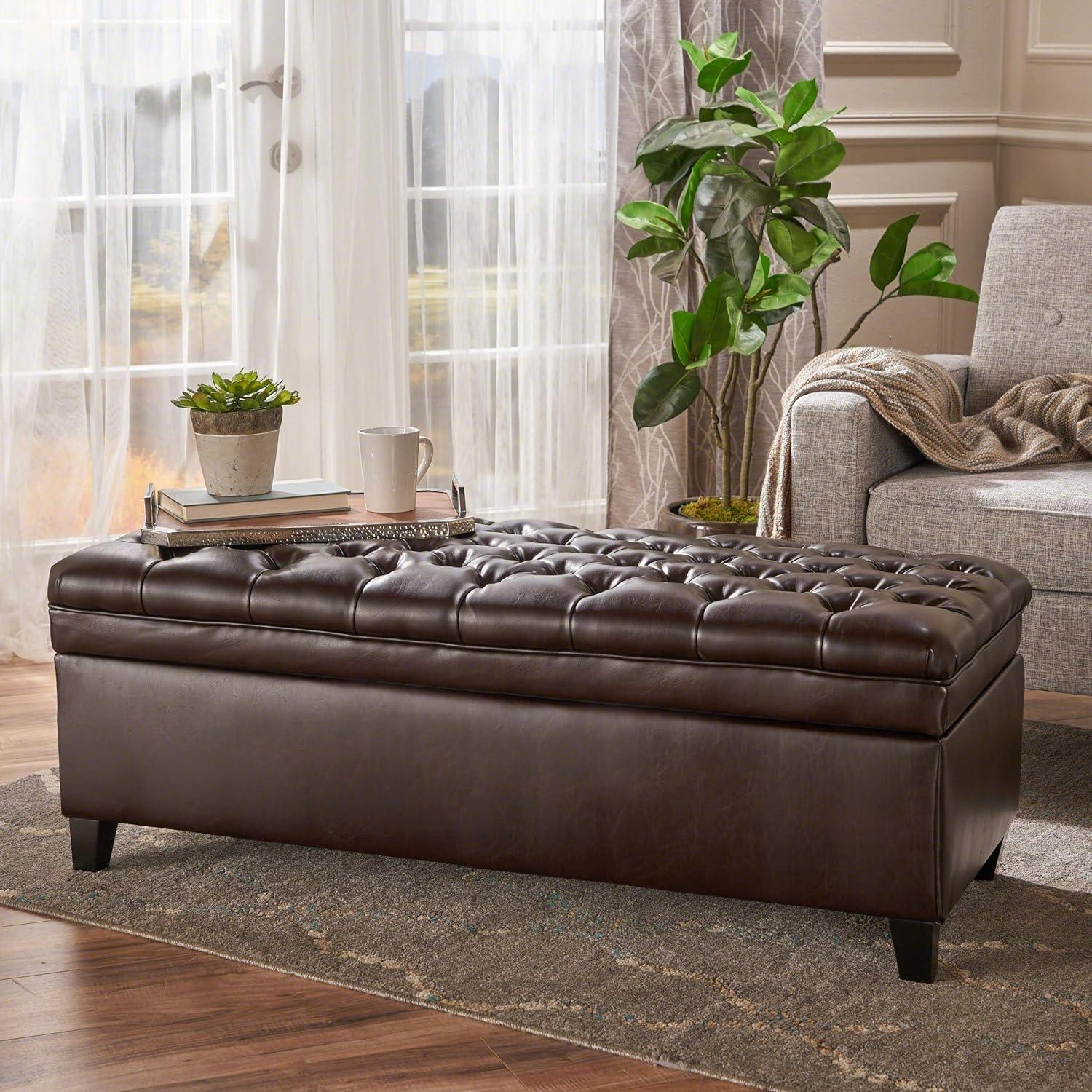 image:imageChristopher Knight Home Juliana PU Storage Ottoman Brown