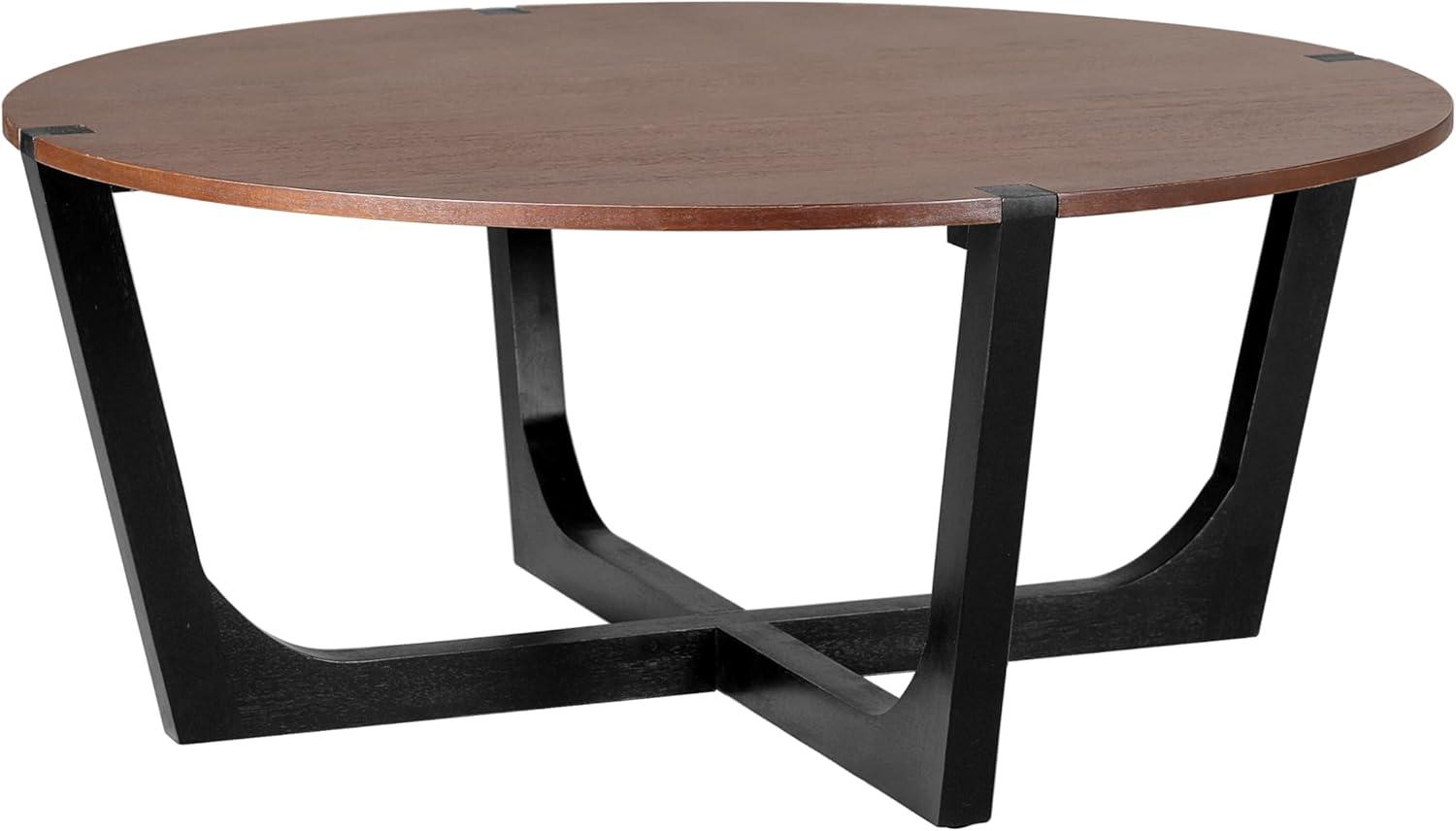 image:imageChristopher Knight Home Lemas Acacia Wood Coffee Table 442 W Round Modern Sofa Side Table with Wood Base Modern Indoor Accent Table for Living Room Bedroom Home Office BrownBlack