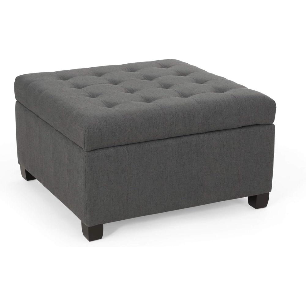 image:imageChristopher Knight Home Hedda Tufted Fabric Storage OttomanDark Gray  Dark Brown