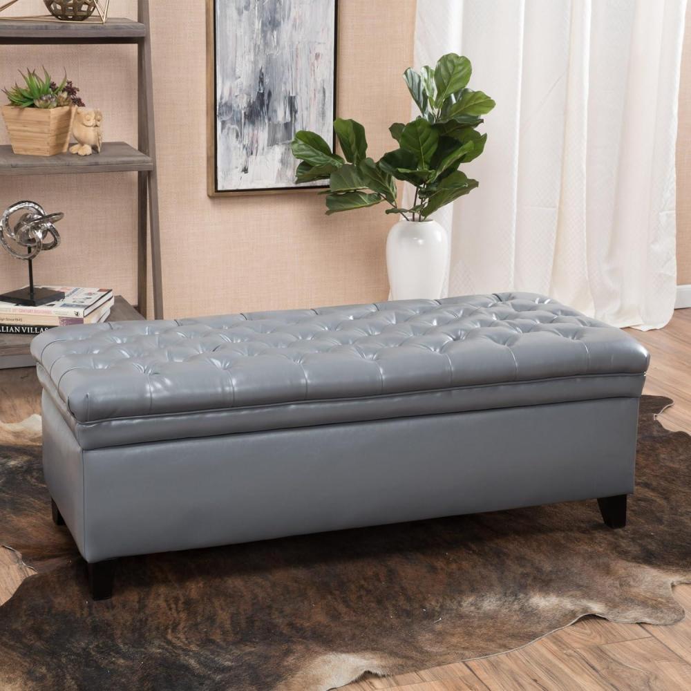 image:imageChristopher Knight Home Juliana PU Storage Ottoman IvoryPu gray