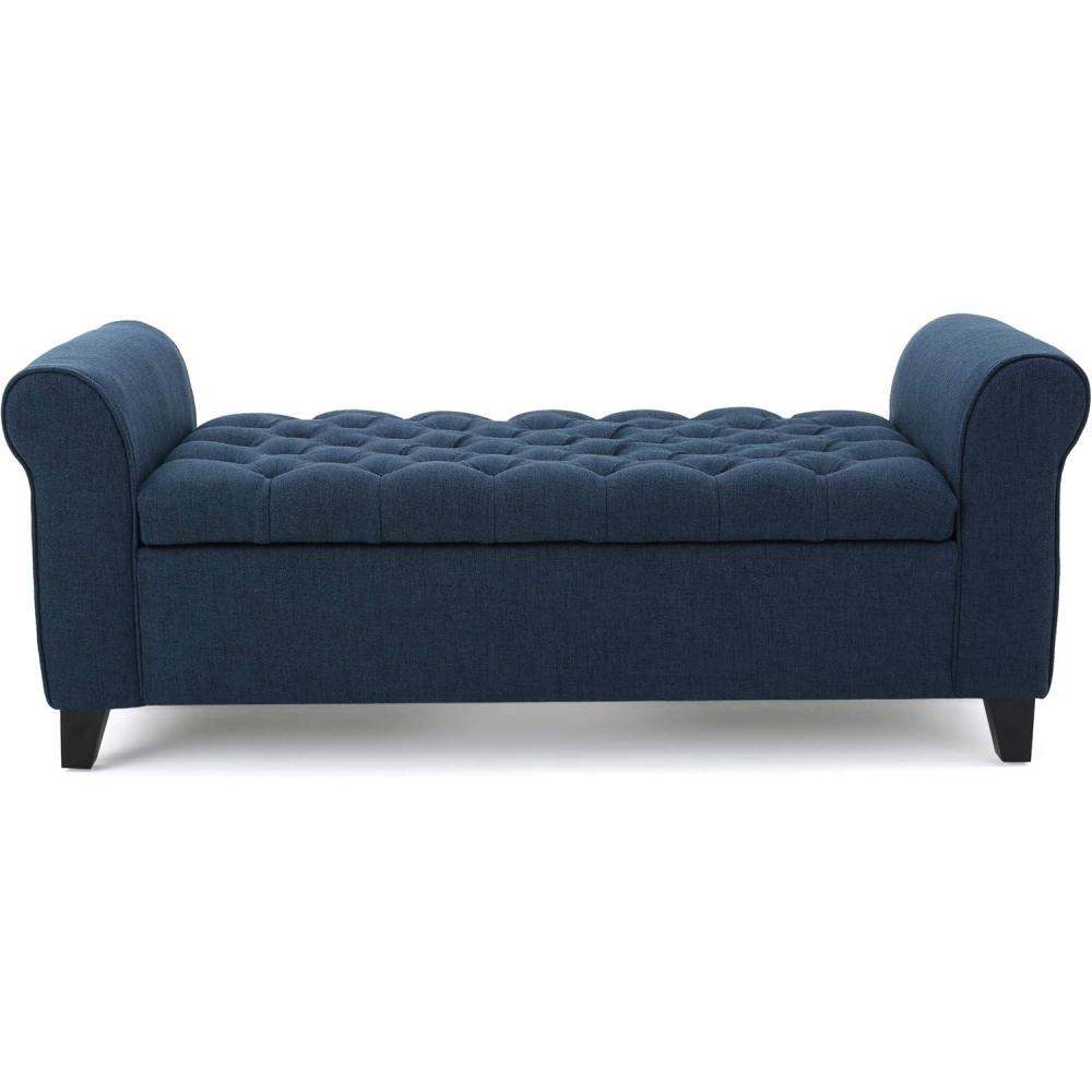 image:imageChristopher Knight Home Keiko Fabric Armed Storage Bench Dark Blue Dimensions 1975D x 5000W x 205H