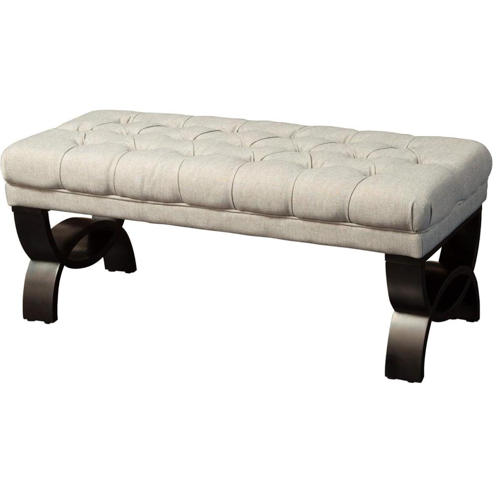 image:imageChristopher Knight Home Scarlett Tufted Fabric Ottoman Bench Light BeigeMixed Brown