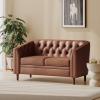 Christopher Knight Home Cantrell Contemporary Tufted Loveseat, Cognac Brown Faux Leather and Espresso(Cognac Brown)