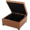 Christopher Knight Home Carlsbad PU Ottoman with Storage Square,Faux Leather Storage Ottoman Bench,Small Foot Rest Stool, End Side Table,Upholstered Toy Box Storage for Living Room Bed Room,Tan Brown