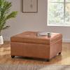 Christopher Knight Home Carlsbad PU Ottoman with Storage Square,Faux Leather Storage Ottoman Bench,Small Foot Rest Stool, End Side Table,Upholstered Toy Box Storage for Living Room Bed Room,Tan Brown