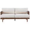 Christopher Knight Home Emir 3 Seater Sofa with Cushion, Sofa Chair with Cane Rattan and Wooden Frame, Spacious Seating Couch for Living Room/Bedrooms, Modern Slat Panel Sofa Couch, Walnut + Beige(Walnut + Beige)