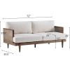 Christopher Knight Home Emir 3 Seater Sofa with Cushion, Sofa Chair with Cane Rattan and Wooden Frame, Spacious Seating Couch for Living Room/Bedrooms, Modern Slat Panel Sofa Couch, Walnut + Beige(Walnut + Beige)