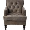 Christopher Knight Home GDFStudio Medford Brown Tufted Club Chair, Fabric Accent Chair with Studded Nailhead Accents