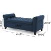 Christopher Knight Home Keiko Fabric Armed Storage Bench, Dark Blue, Dimensions: 19.75”D x 50.00”W x 20.5”H