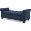 Christopher Knight Home Keiko Fabric Armed Storage Bench, Dark Blue, Dimensions: 19.75”D x 50.00”W x 20.5”H