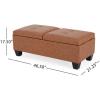 Christopher Knight Home Lanister Faux Leather Upholstered Storage Ottoman Bench, Wooden Rectangular Ottoman with Storage, Living Room Ottoman Coffee Table, Sofa Footstool, Tan Brown