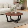Christopher Knight Home Lemas Acacia Wood Coffee Table, 44.2″ W Round Modern Sofa Side Table with Wood Base, Modern Indoor Accent Table for Living Room Bedroom Home Office, Brown+Black