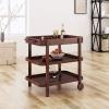 Christopher Knight Home Morse Bar Cart 3-Tiers Solid Acacia Wood Brown Mahogany Finish