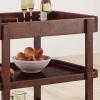 Christopher Knight Home Morse Bar Cart 3-Tiers Solid Acacia Wood Brown Mahogany Finish