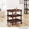 Christopher Knight Home Morse Bar Cart 3-Tiers Solid Acacia Wood Brown Mahogany Finish