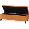 Christopher Knight Home Velvet Storage Ottoman,Rectangular Ottoman Bench,Upholstered Storage Bench,Foot Rest Bench for Living Room, Entryway and Bed Room,Burnt Orange(Burnt Orange)