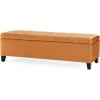 Christopher Knight Home Velvet Storage Ottoman,Rectangular Ottoman Bench,Upholstered Storage Bench,Foot Rest Bench for Living Room, Entryway and Bed Room,Burnt Orange(Burnt Orange)