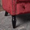 GDFStudio Melaina Tufted Chesterfield Velvet Loveseat with Scrolled Arms, Garnet and Dark Brown