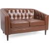 Christopher Knight Home Cantrell Contemporary Tufted Loveseat, Cognac Brown Faux Leather and Espresso(Cognac Brown)